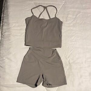 Women's Gray High-Waisted Shorts and Top